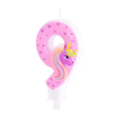 Urodziny dziecka - Świeczka na tort urodzinowy Jednorożec cyfra 9 - miniaturka - grafika 1