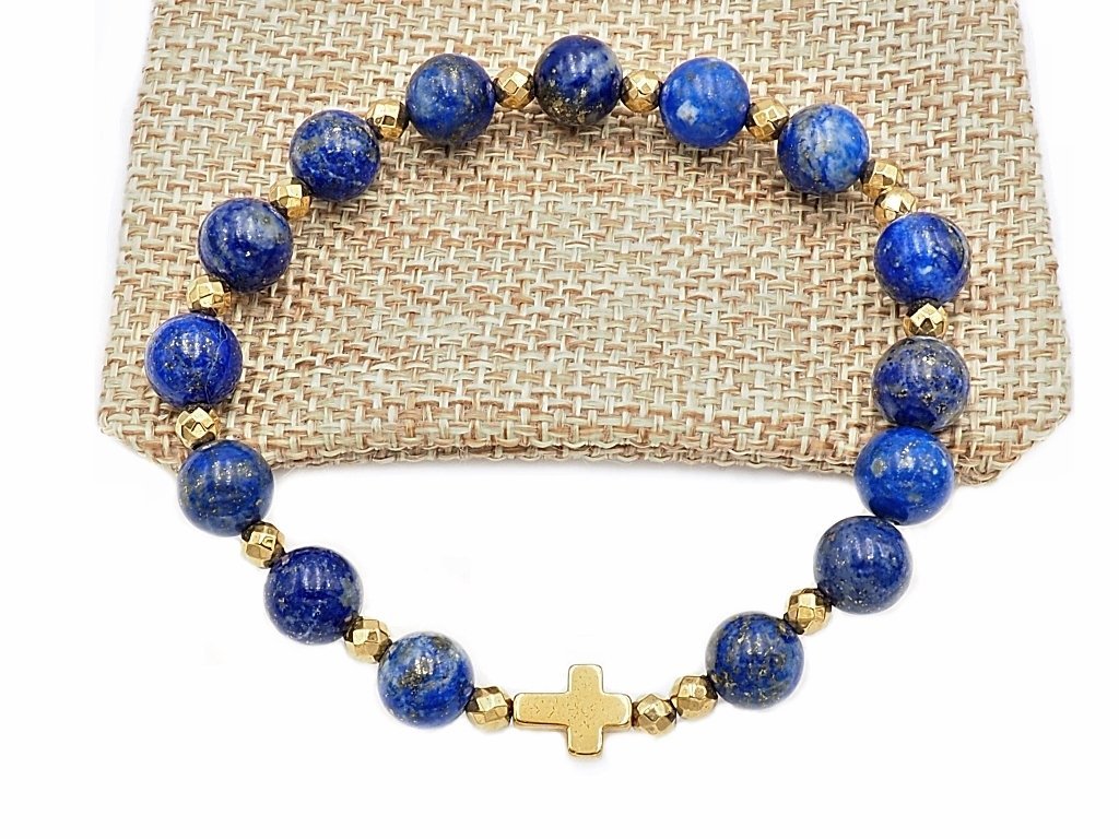 Bransoletka różaniec na rękę lapis lazuli sakwa