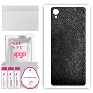 Szkła hartowane na telefon - Folia naklejka skórka strukturalna na TYŁ do Sony Xperia X Performance -  Skóra Czarna - apgo SKINS - miniaturka - grafika 1