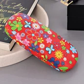 Akcesoria do okularów - Etui na okulary czerwone w kwiatki ET-113A - miniaturka - grafika 1