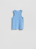 Koszulki i topy damskie - Reserved - Bawełniany top - jasnoniebieski - miniaturka - grafika 1