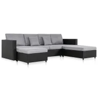 Sofy i kanapy - 4-osobowa rozkładana czarna sofa z jasnoszarymi poduszkami - Umika 4Q - miniaturka - grafika 1