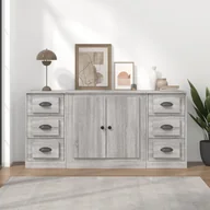 Szafki do salonu - vidaXL Szafki, 3 szt., szary dąb sonoma, materiał drewnopochodny - miniaturka - grafika 1