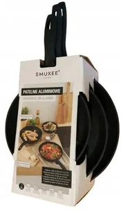 Smukee Patelnie Aluminiowe Zestaw 3 Szt. 20/24/28cm Czarne - Zestawy garnków i patelni - miniaturka - grafika 1