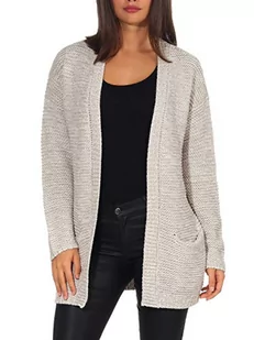 VERO MODA Damska kurtka z dzianiny, długa, jasnoszary melanżowy, XL - Kurtki damskie - miniaturka - grafika 1