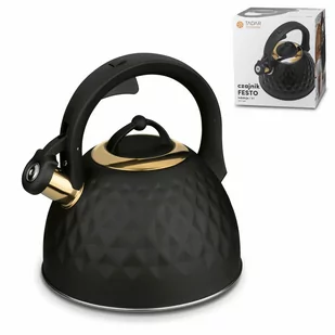 Czajnik Nierdzewny Na Indukcję Tadar Festo 3 L Czarny Mat Złote Elementy - Czajniki na gaz - miniaturka - grafika 1