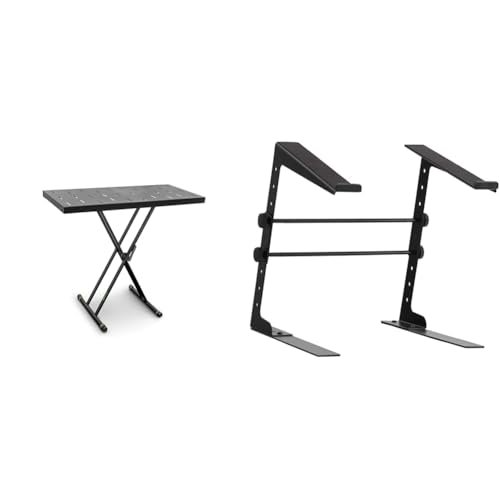 Gravity KSX 2 RD - zestaw ze statywem do keyboardu w kształcie litery X podwójny i stół nakładany & Pronomic 32122 LS-110 Stojak na Laptopa, Czarny, od 16,5 do 25,5 cm