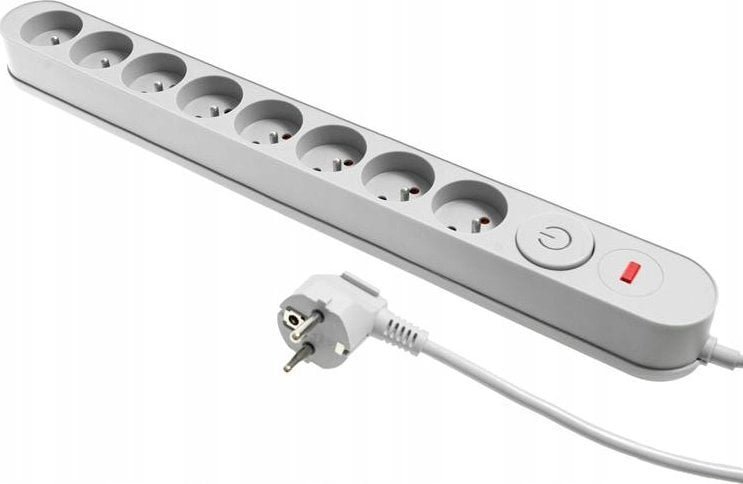 Listwa zasilająca Plastrol Plastrol Filtr W-00026 listwa zasilająca z układem przeciwprzepięciowym osiem gniazd, włącznik szara