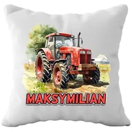Poduszki dekoracyjne - Poduszka Traktor z Nadrukiem 40x40cm z Napisem Dziecięca Jasiek - miniaturka - grafika 1