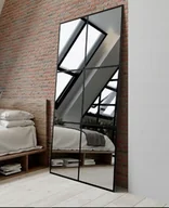 Lustra - Lustro ze szprosami 220x110 cm LOFT wiszące stojące czarne pionowe poziome - miniaturka - grafika 1