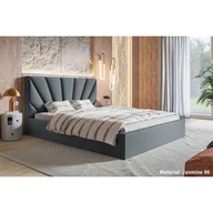 Łóżka - Łóżko tapicerowane SLIM 3 z wezgłowiem, 160x200 cm, łóżko podwójne z podstawą łóżka i stelażem z listew drewnianych, tkanina welurowa, kolor: ciemnoszary - miniaturka - grafika 1