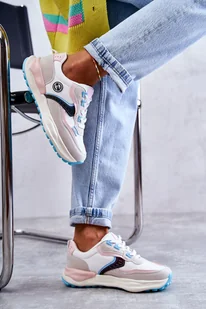 Damskie Sneakersy Sportowe Big Star KK274097 Biało-Różowe-38 - Sneakersy damskie - miniaturka - grafika 1