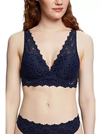 Biustonosze - ESPRIT Bodywear damski biustonosz Flower LACE Wireless push-up, atrament, 75 B, niebieski (Ink), 75B - miniaturka - grafika 1