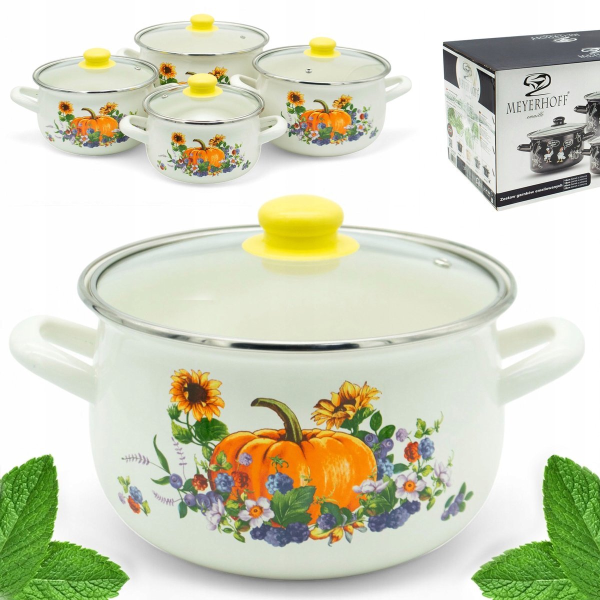 Komplet ZESTAW GARNKÓW emaliowanych 8EL kpl tradycyjne GARNEK EMALIA Garnki