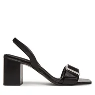 Sandały damskie - Sandały Calvin Klein Heel Sandal 70 W/Buckle - Lth HW0HW02456 Czarny - miniaturka - grafika 1