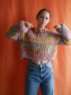 Kolorowy sweter 100% WEŁNA - Swetry damskie - miniaturka - grafika 1
