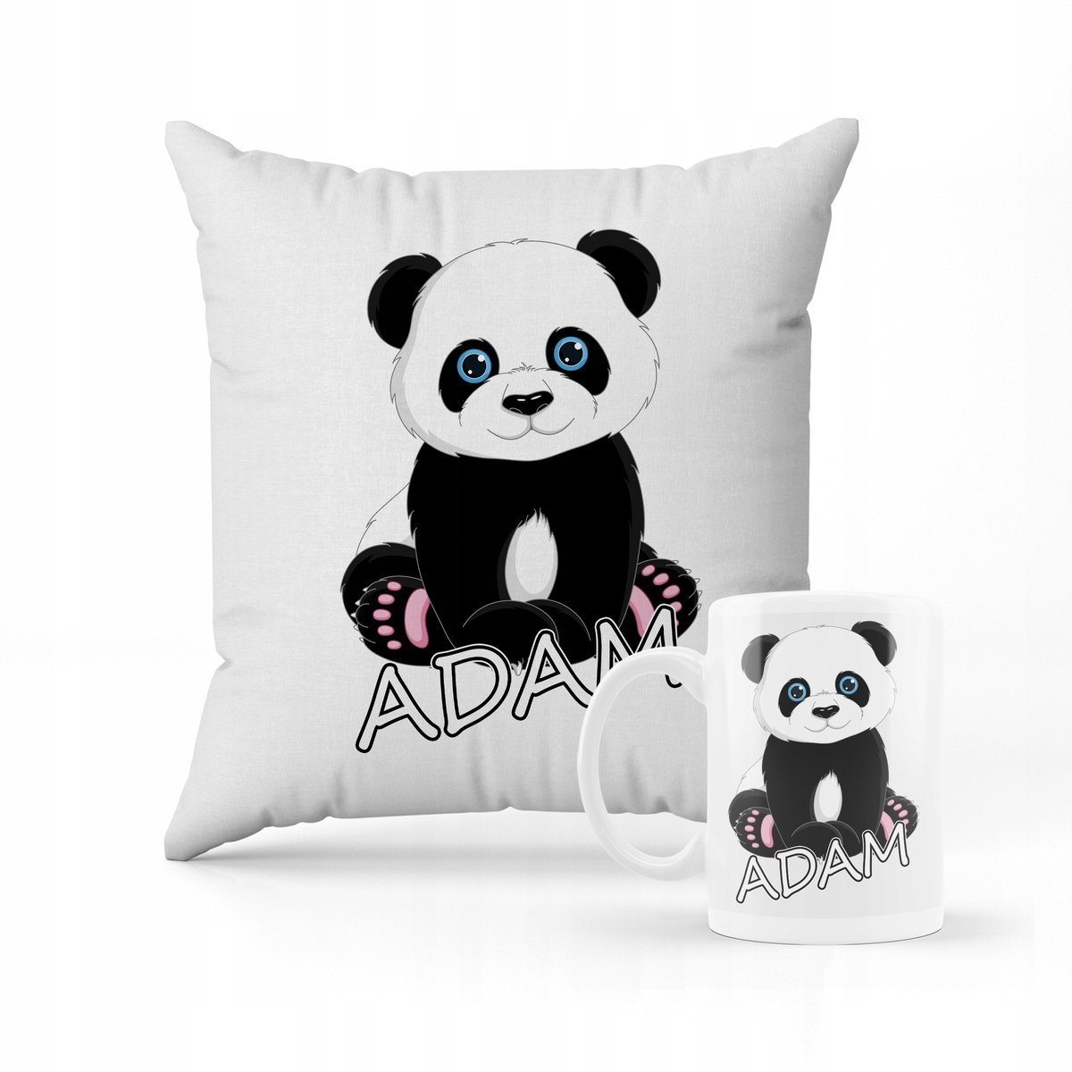 ZESTAW PODUSZKA + KUBEK PREZENT DLA DZIECKA PANDA SŁODKA + IMIĘ #3