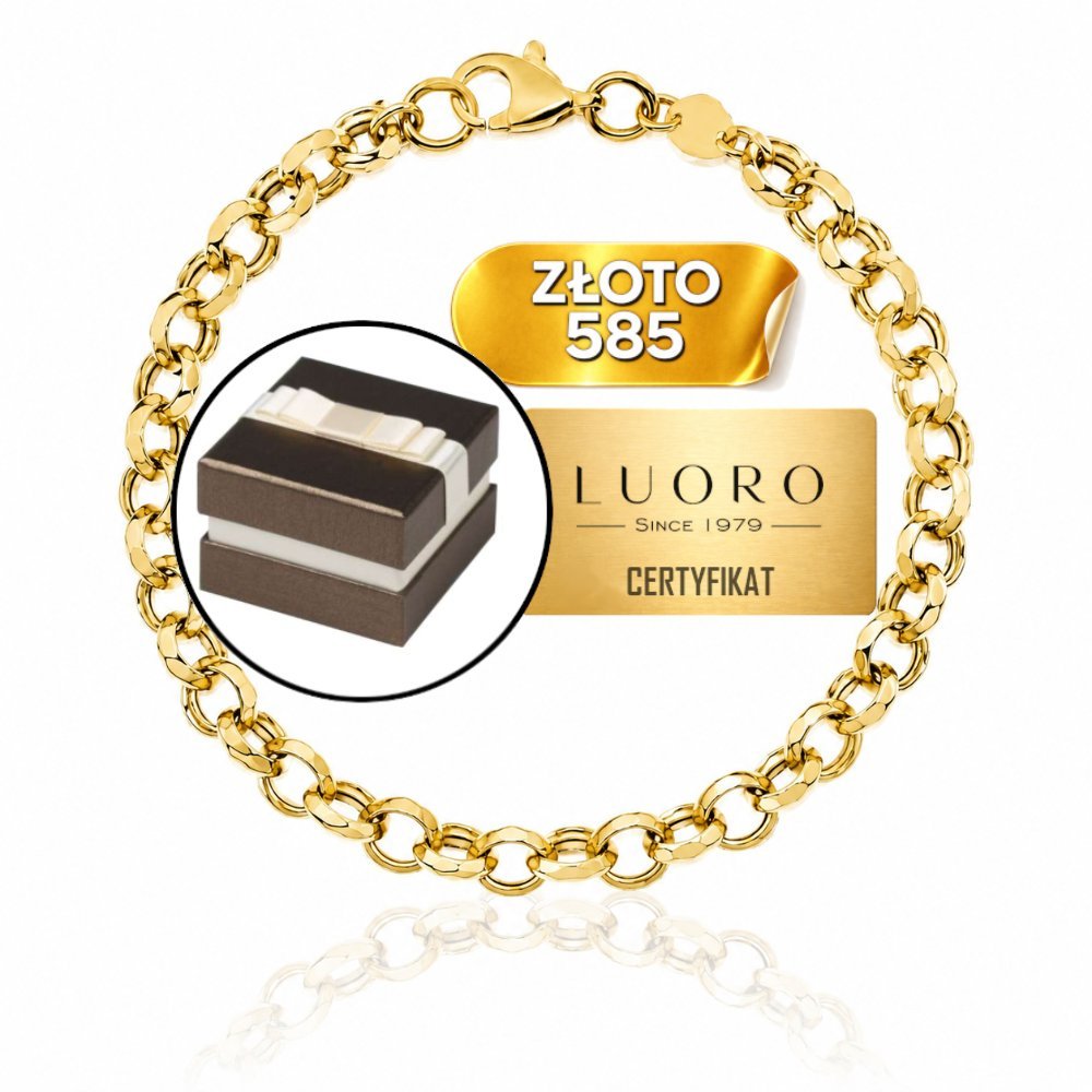 BRANSOLETKA ZŁOTA 585 14K SPLOT ROLO KÓŁKO 19 CM ELEGANCKA PREZENT