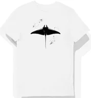 Koszulki męskie - Koszulka męska biała z motywem płaszczki w wodnym świecie L - miniaturka - grafika 1