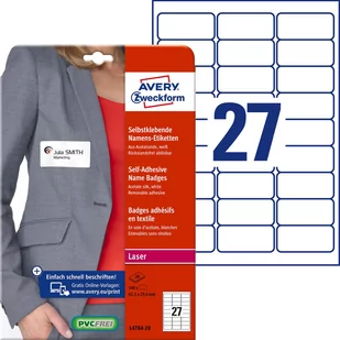 Avery Zweckform Samoprzylepne identyfikatory imienne L4784-20 L4784-20 - Etykiety do drukarek - miniaturka - grafika 1