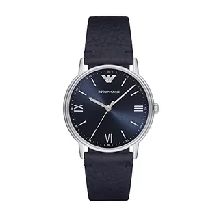 Paski - Emporio Armani Męski zegarek z trzema rękami, rozmiar koperty 41 mm, NIEBIESKI, Pasek - grafika 1