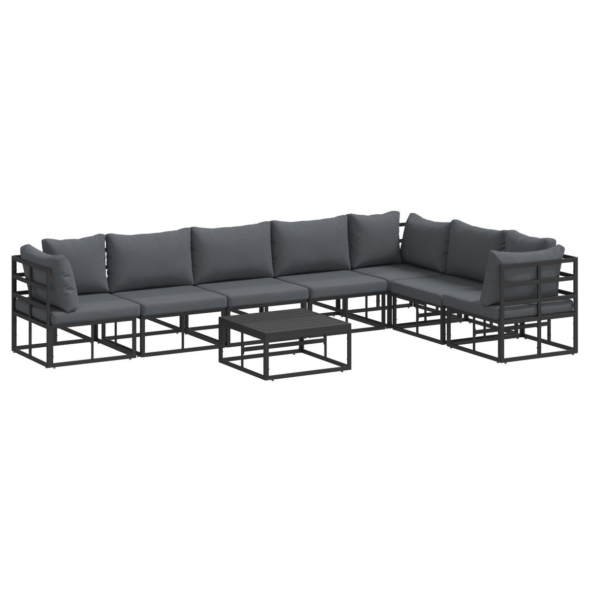 vidaXL Zestaw Sof na Ogród 8 pcs Czarny 70 x 70 x 32 cm Aluminium