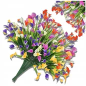 Sztuczne kwiaty - Sztuczne KWIATY kolorowe Lilie Dekoracja 5x Bukiet Gałązka Kalia Do Wazonu - miniaturka - grafika 1