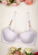 Biustonosze - Biały Gładki Biustonosz Full Cup z Metalowymi Wstawkami Cifa - miniaturka - grafika 1