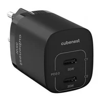 Ładowarki do telefonów - Ładowarka sieciowa CubeNest S2D1, PD 2xUSB-C, GaN, 35W (S2D1BK) Czarna - miniaturka - grafika 1