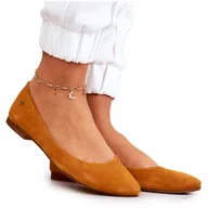 Baleriny - Damskie Zamszowe Baleriny Maciejka 04100-44 Ciemnożółte wielokolorowe - miniaturka - grafika 1