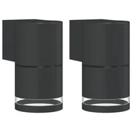 Lampy ogrodowe - vidaXL Kinkiety zewnętrzne, 2 szt., czarne, odlewane aluminium - miniaturka - grafika 1