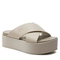Klapki i japonki damskie - Klapki Calvin Klein Jeans Flatform Cross Mg Uc YW0YW01349 Triple Eggshell ACF - miniaturka - grafika 1