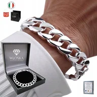 Bransolety męskie - Bransoleta Srebrna Męska GRUBA Srebro 925 Bransoletka PEŁNA Pancetka 13mm - miniaturka - grafika 1