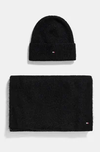 Tommy Hilfiger czapka i szalik z domieszką wełny kolor czarny AW0AW17124 - Czapki damskie - miniaturka - grafika 1