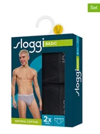 Majtki męskie - Sloggi Slipy (2 pary) "Basic" w kolorze czarnym - miniaturka - grafika 1