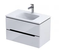 Szafki łazienkowe - Oristo Szafka wisząca podumywalkowa SILVER UNI 80 cm, BIAŁY POŁYSK, LISTWA CZARNY OR33-SD2S-80-1-V6 - miniaturka - grafika 1