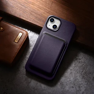iCarer Case Leather pokrowiec etui z naturalnej skóry do iPhone 14 Plus ciemnofioletowy (kompatybilne z MagSafe) - Etui i futerały do telefonów - miniaturka - grafika 18