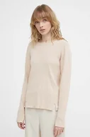 Swetry damskie - G-Star Raw sweter z domieszką wełny damski kolor beżowy - miniaturka - grafika 1