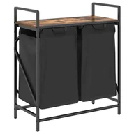 Kosze na bieliznę - Materiałowy kosz na pranie z półką przydymiony dąb S1-H46 - miniaturka - grafika 1