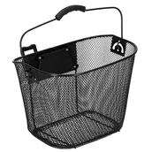 Koszyki rowerowe - Kosz na rower na kierownicę metalowy click czarny - miniaturka - grafika 1