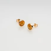 Kolczyki - Kolczyki z bursztynem na wkrętki- srebro 925 złocone 24 karatowym złotem - miniaturka - grafika 1