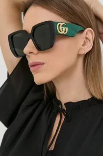 Okulary przeciwsłoneczne - Gucci okulary przeciwsłoneczne damskie kolor zielony - grafika 1