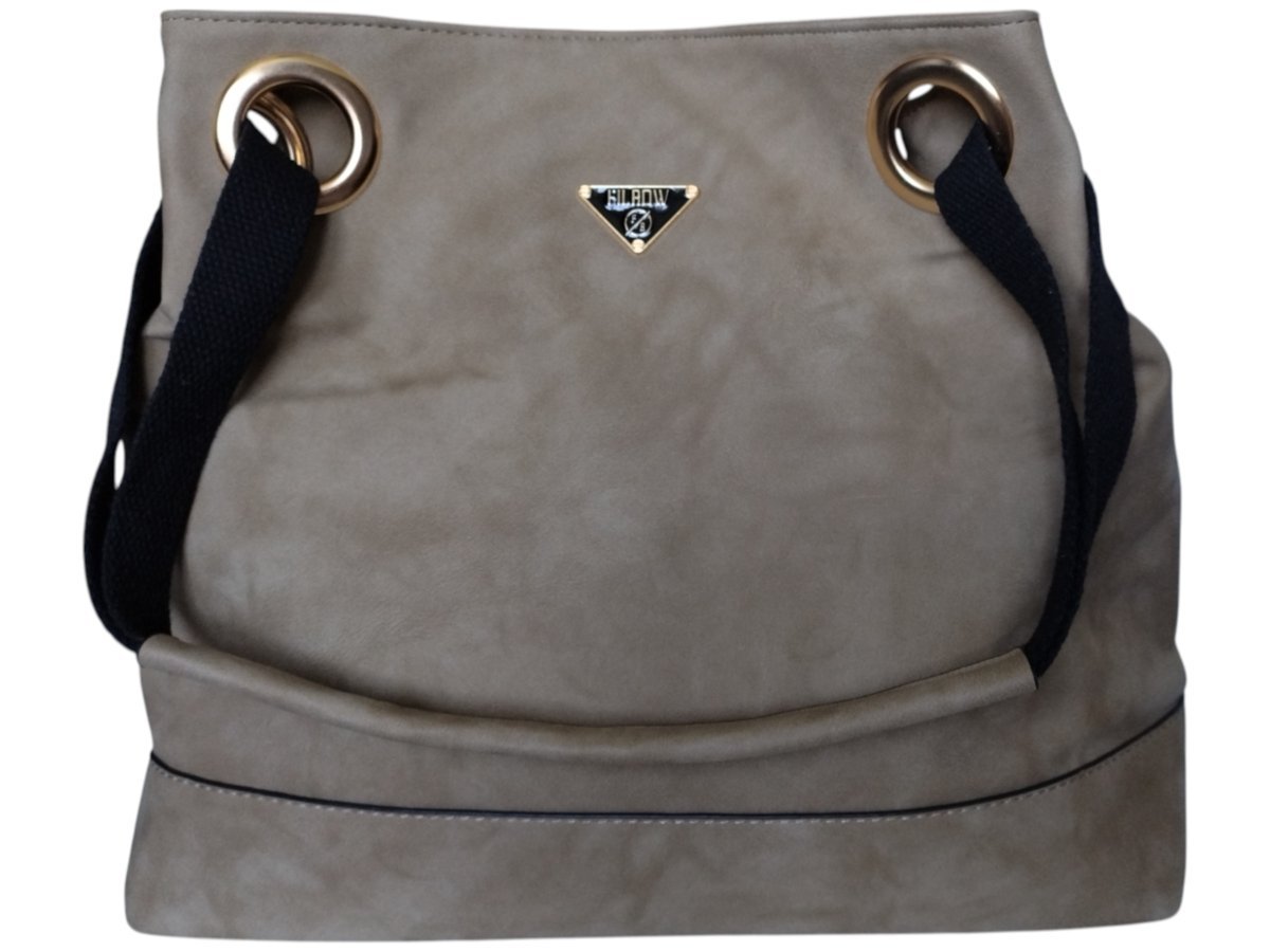 Torebka Damska Shopper Z Przegrodą Duża Beżowa Praktyczna Torba Na Ramię