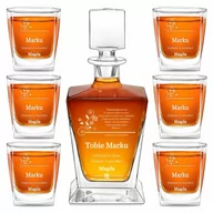 Karafki - Karafka do whisky pyramid z 6 szklankami capitol i grawerem - miniaturka - grafika 1