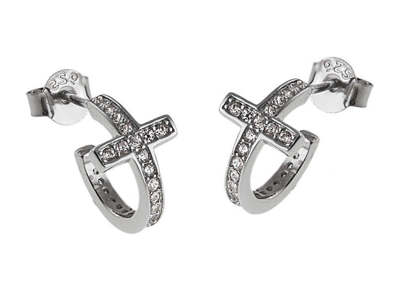 Kolczyki koła krzyżyki z cyrkonią k1831 - 1,9g