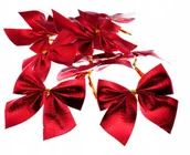 Bombki - Kokardy kokardki na choinkę dekoracyjne czerwone komplet 12 sztuk - miniaturka - grafika 1