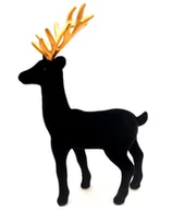 Ozdoby bożonarodzeniowe - Renifer świąteczny ze złotym porożem czarny glamour 23 cm - miniaturka - grafika 1