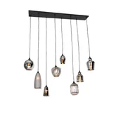 Lampy sufitowe - QAZQA Lampa wisząca art deco czarna z przydymionym szkłem 8 lamp - Hanne - miniaturka - grafika 1