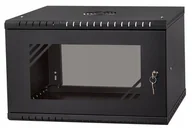 Szafy rack - STALFLEX Szafa Rack 19" 6U 450mm Czarna Szkło Stalflex RACK-19-6U-450-SZ-BL - miniaturka - grafika 1