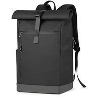 Torby na laptopy - Inateck Plecak na laptopa damski męski 43 cm odporny na zachlapanie antykradzieżowy Roll Top plecak do jazdy na rowerze służbowej podróży z portem na słuchawki - czarny - miniaturka - grafika 1